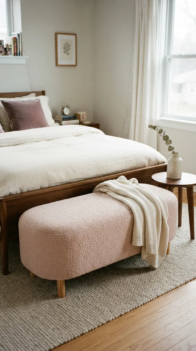 room ideas for teens pink Pink Boucle Bench