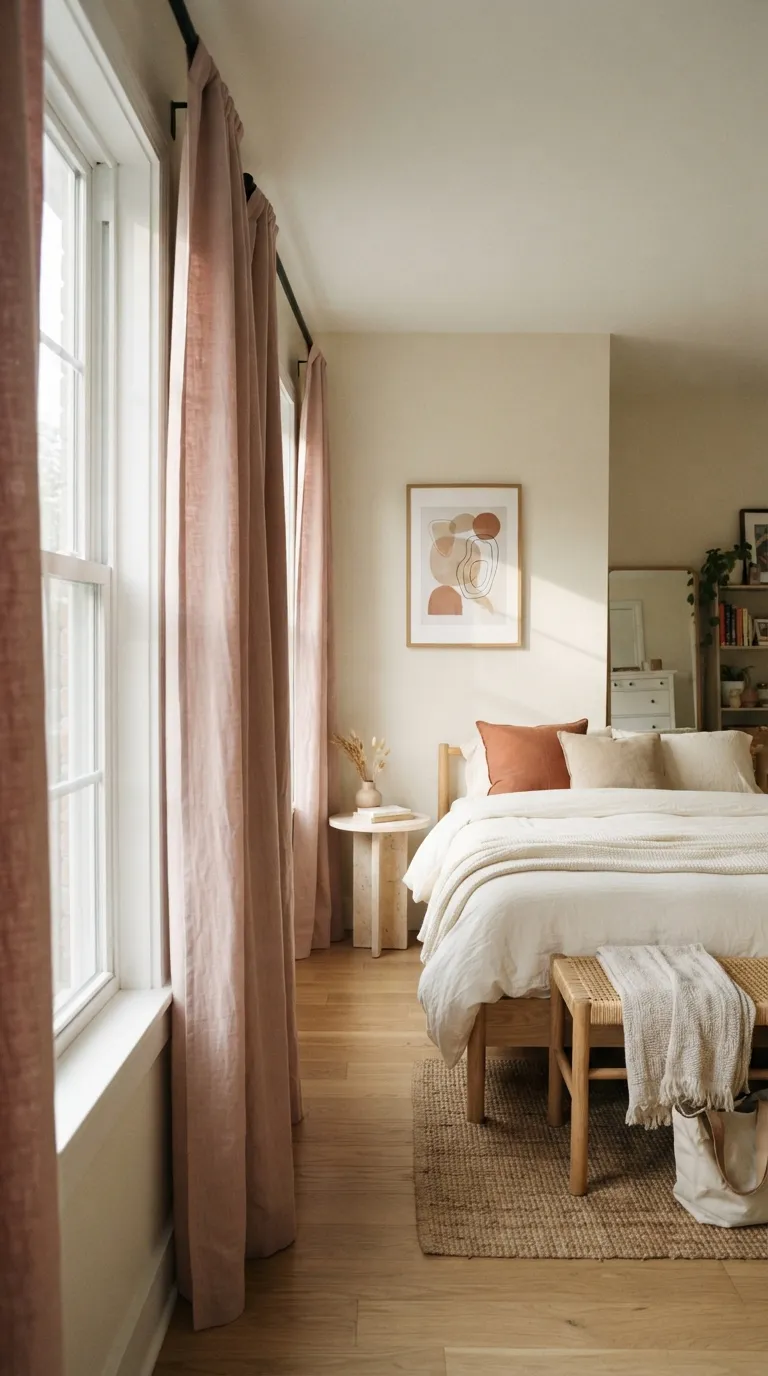 room ideas for teens pink Pink Linen Curtains