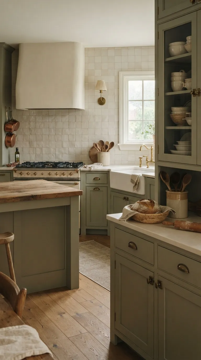 Sage Green and Cream Kitchen Sage Green and Cream Kitchen With Vintage Details