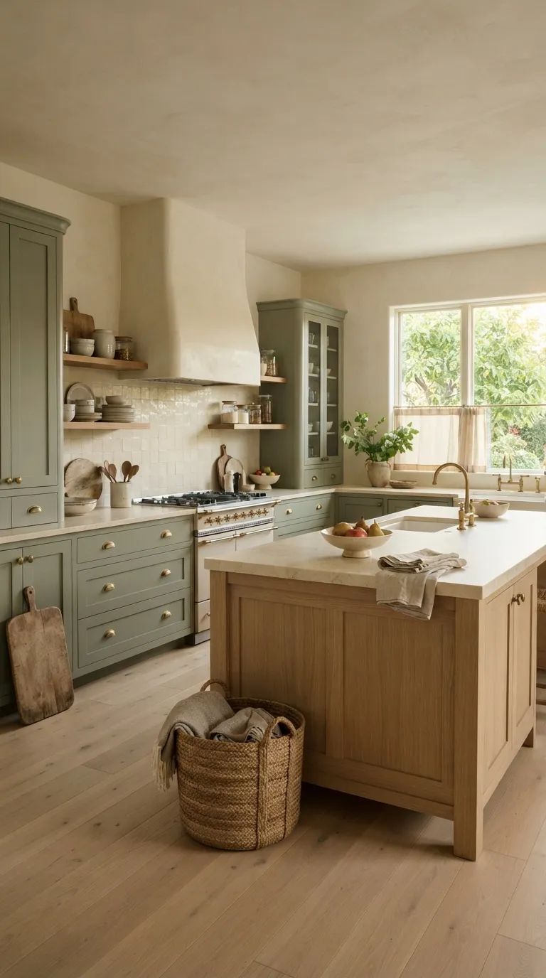Sage Green and Cream Kitchen Serene Sage Green and Cream Kitchen With Layered Textures