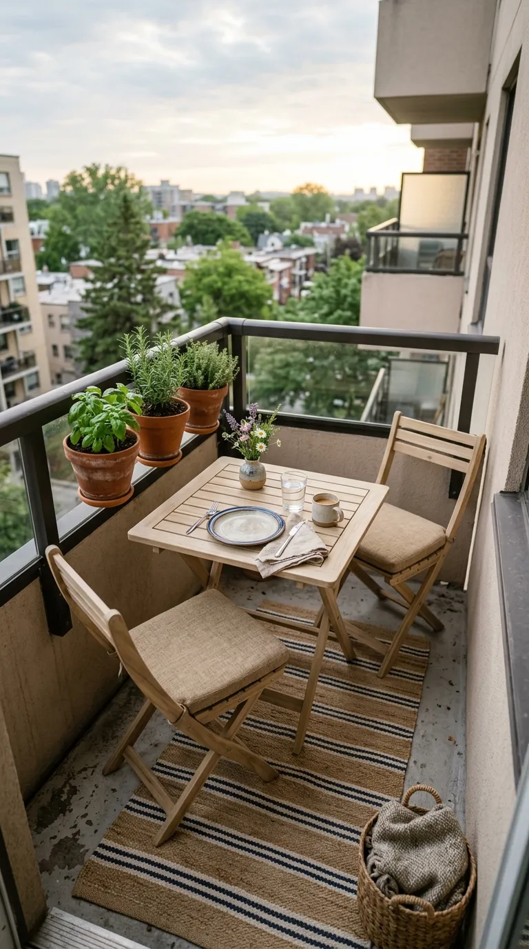 small apartment balcony decorating ideas Foldable Dining Set