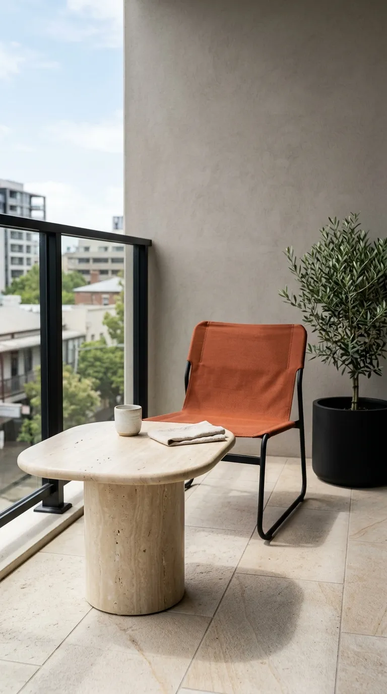 small apartment balcony decorating ideas Minimalist Stone Table