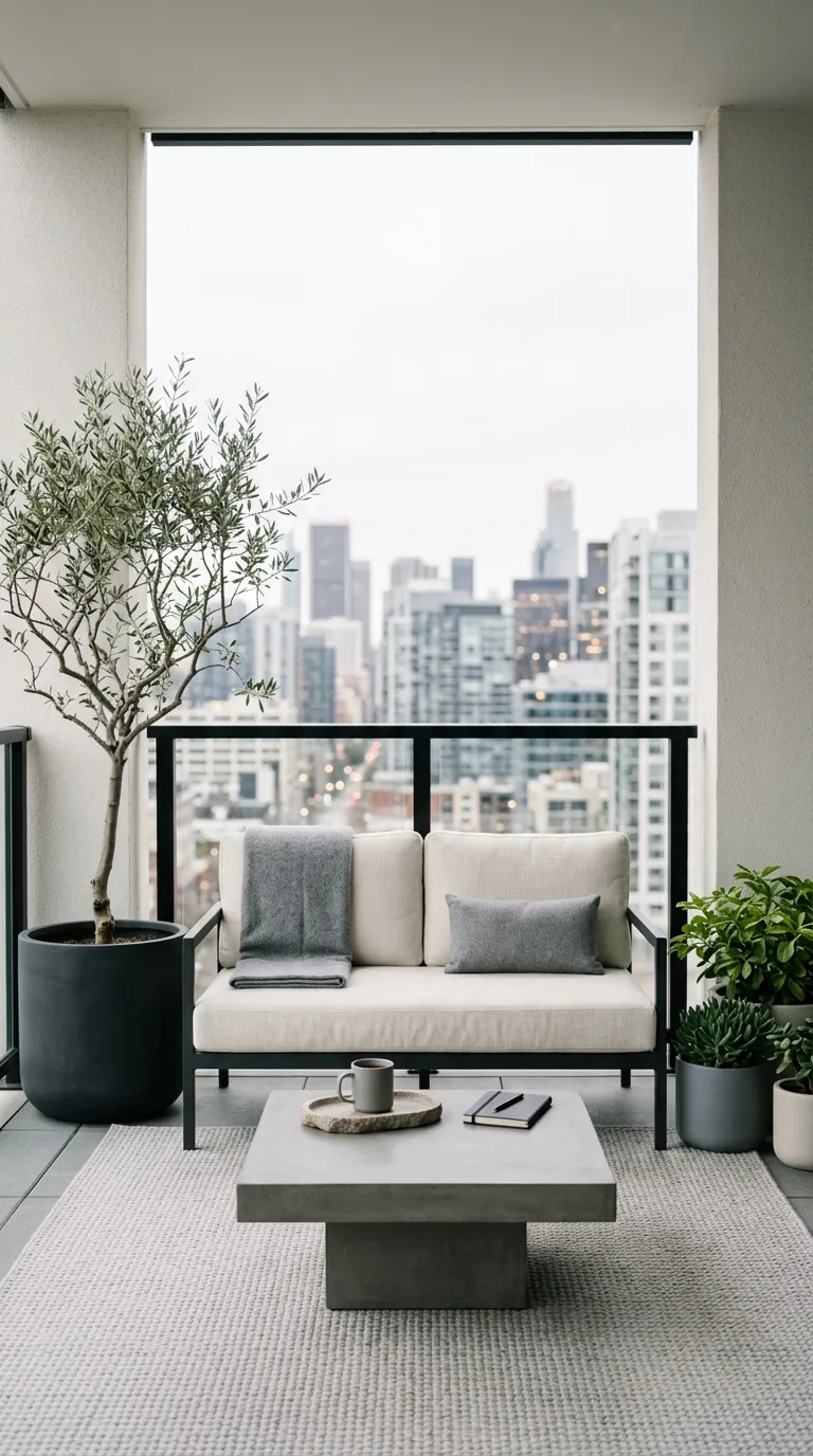 small apartment balcony decorating ideas Monochrome Styling