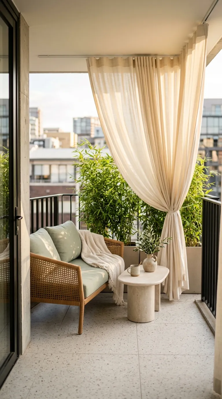 small apartment balcony decorating ideas Outdoor Drapery