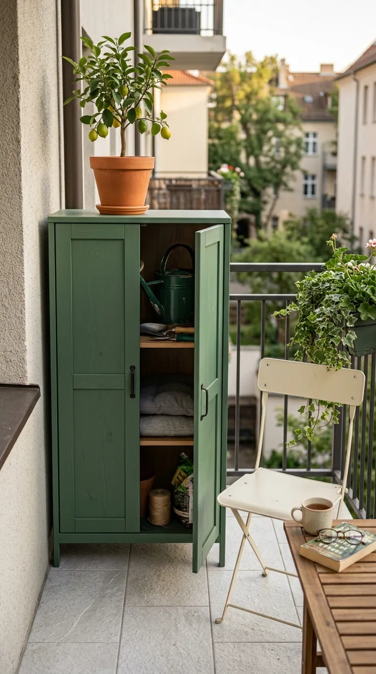 small apartment balcony decorating ideas Slim Storage Cabinet