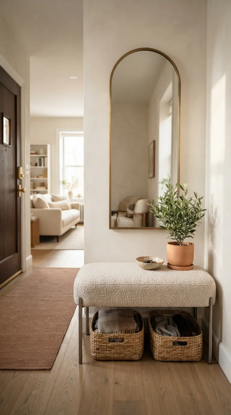small apartment entryway ideas Mirror And Bench