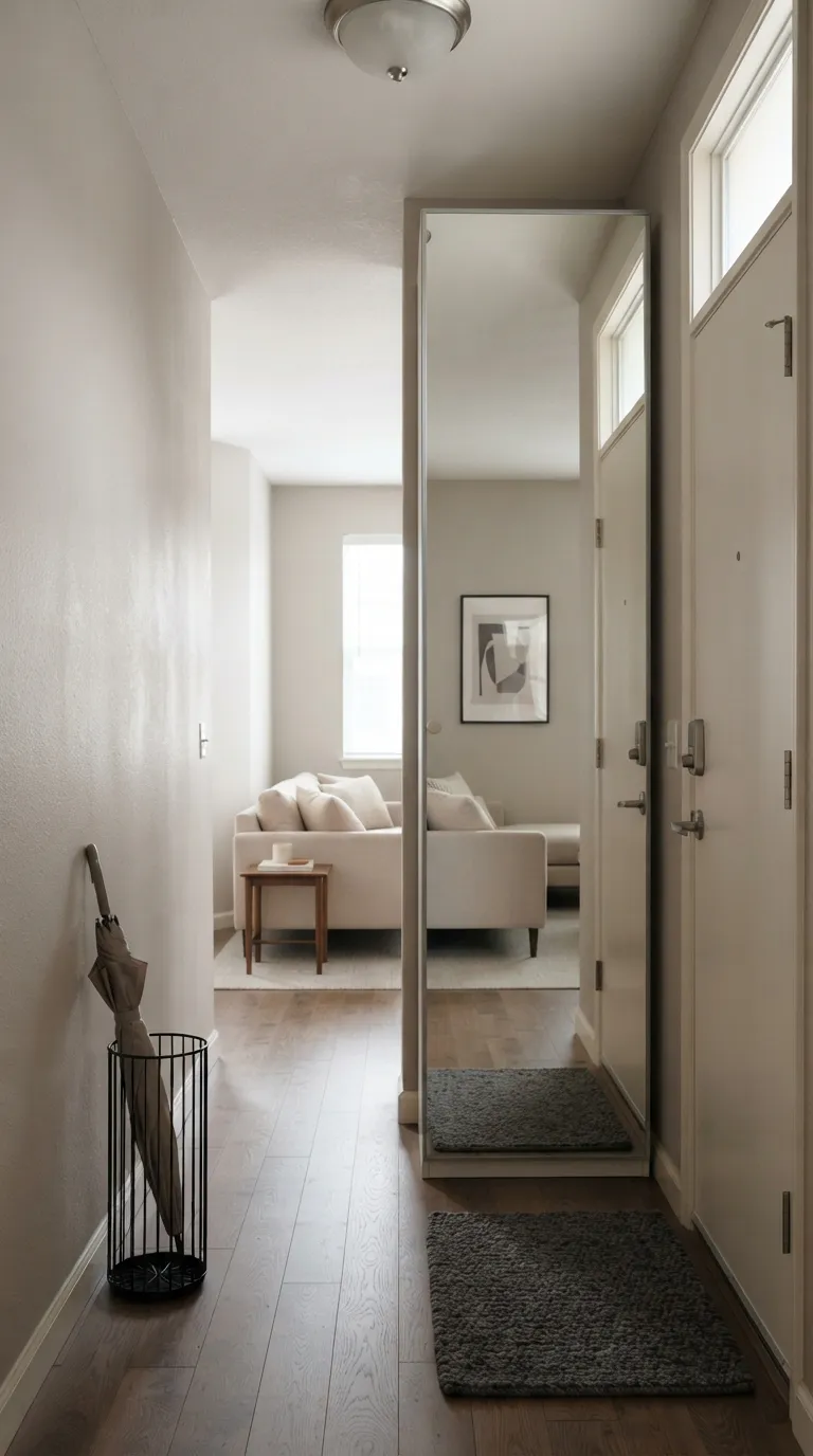 small apartment entryway ideas Mirrored Storage Door