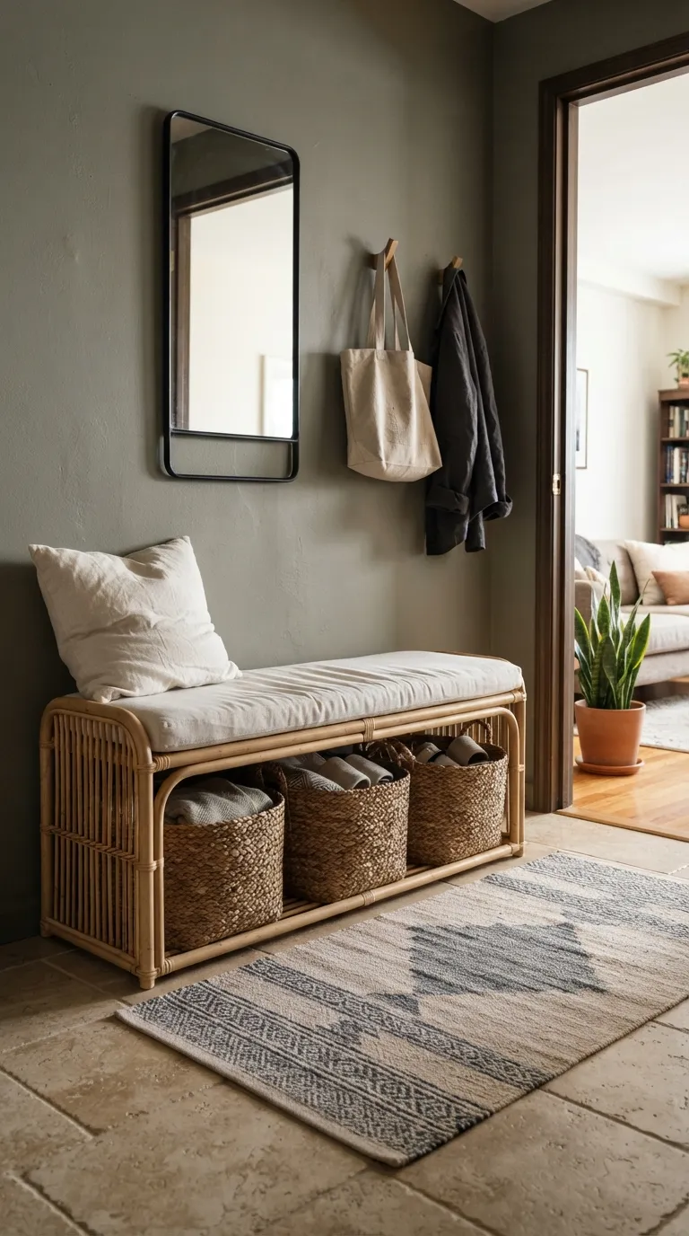 small apartment entryway ideas Open Basket Storage