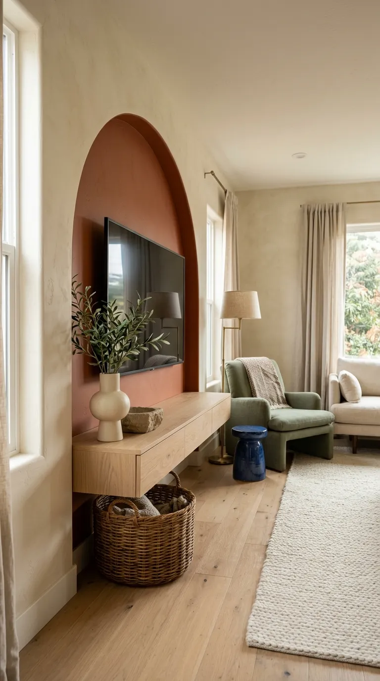 tv stand wall design ideas Arched TV Niche