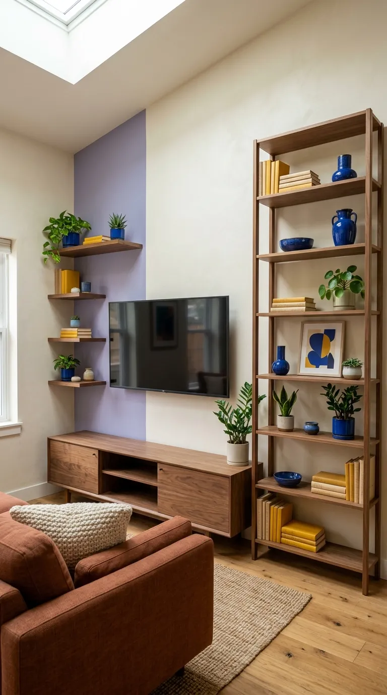 tv stand wall design ideas Asymmetrical Storage