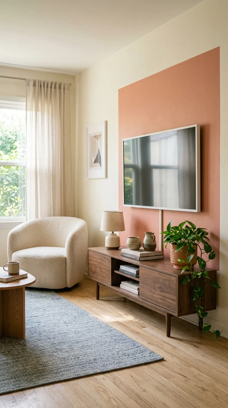 tv stand wall design ideas Color Block Backdrop