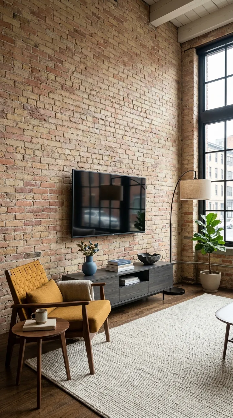 tv stand wall design ideas Colorful Brick Feature