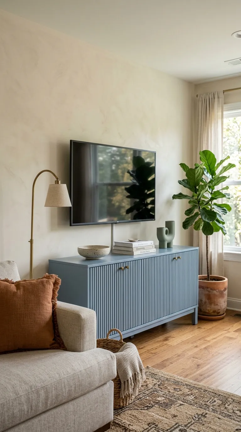 tv stand wall design ideas Fluted Media Cabinet