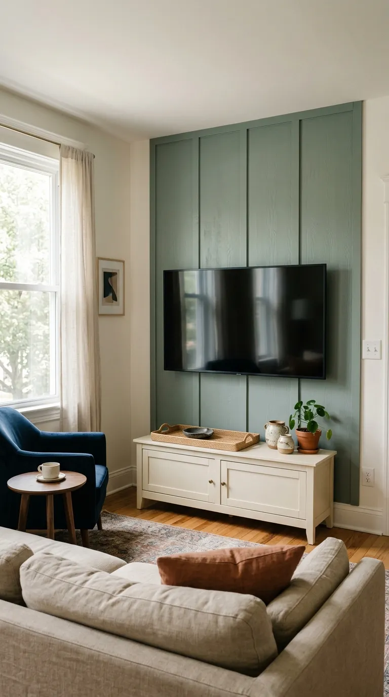 tv stand wall design ideas Painted Panel Wall