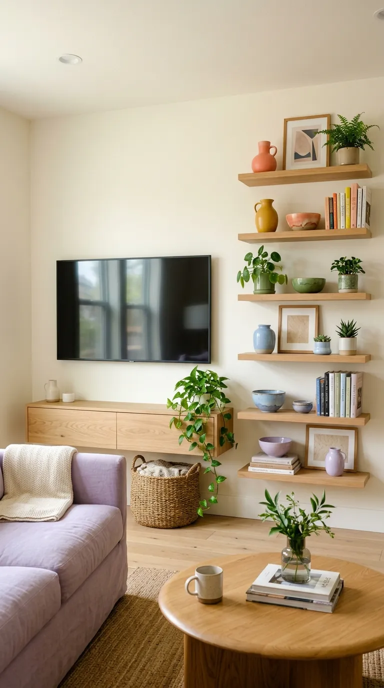 tv stand wall design ideas Rainbow Shelf Styling