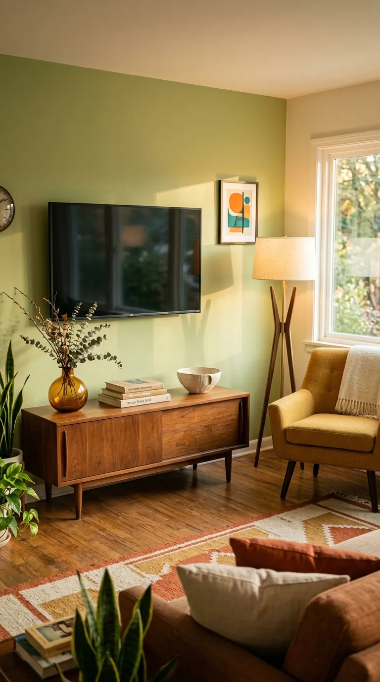 tv stand wall design ideas Retro Color Palette