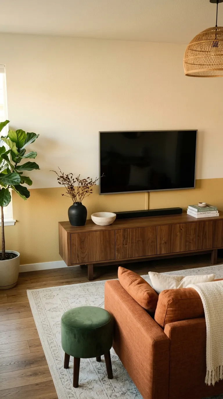 tv stand wall design ideas Two-Tone TV Wall