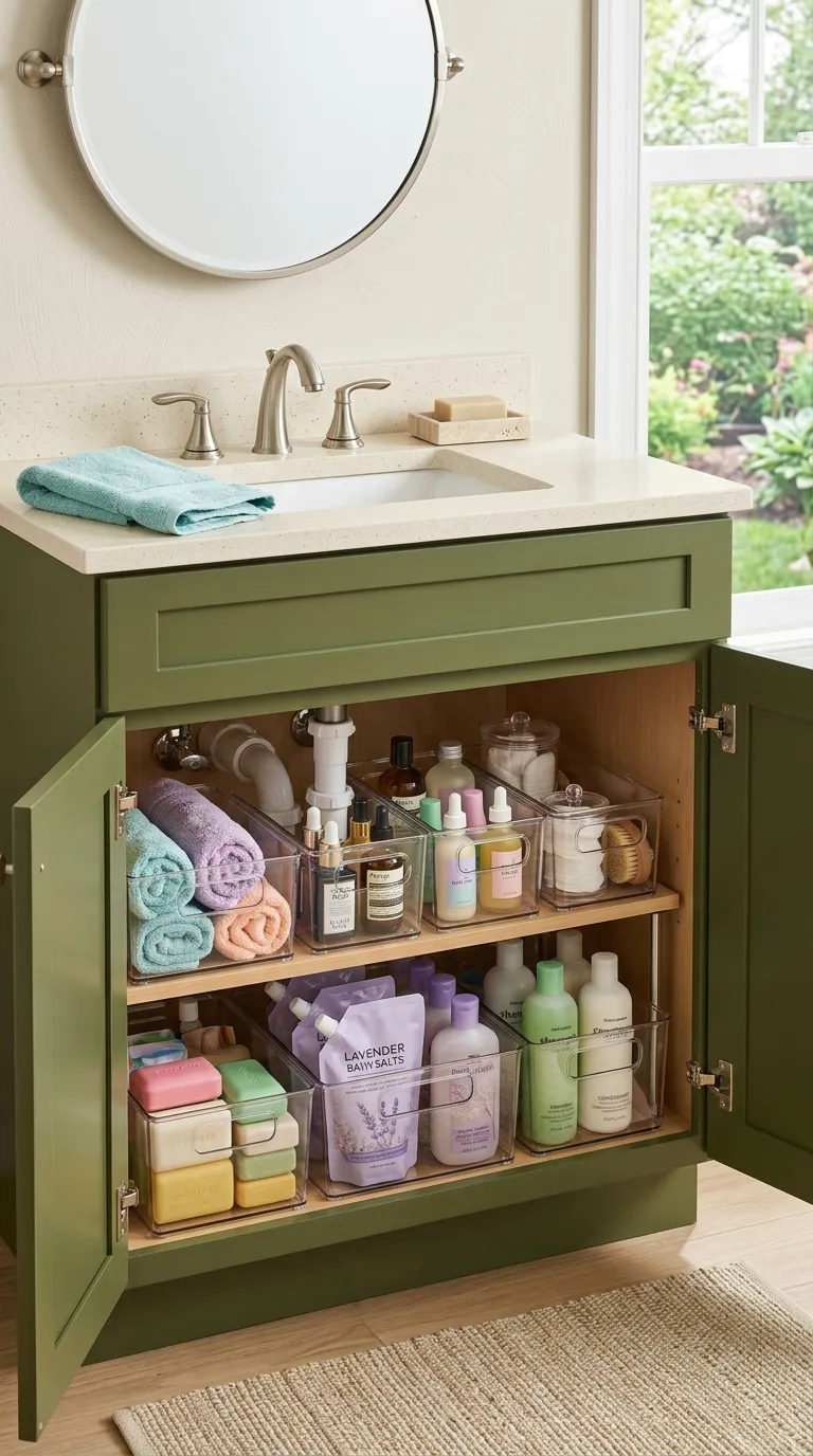 under sink bathroom storage ideas Clear Stackable Bins