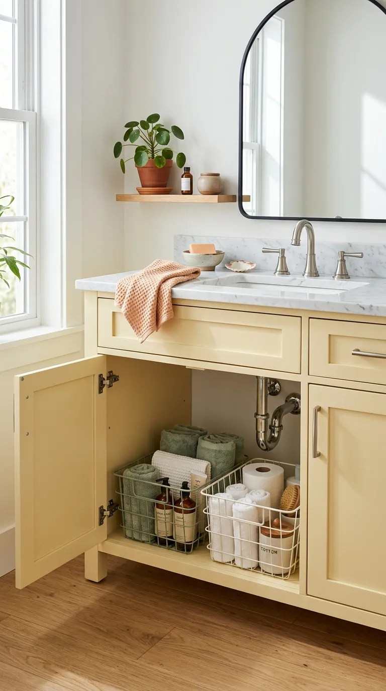 under sink bathroom storage ideas Open Wire Baskets