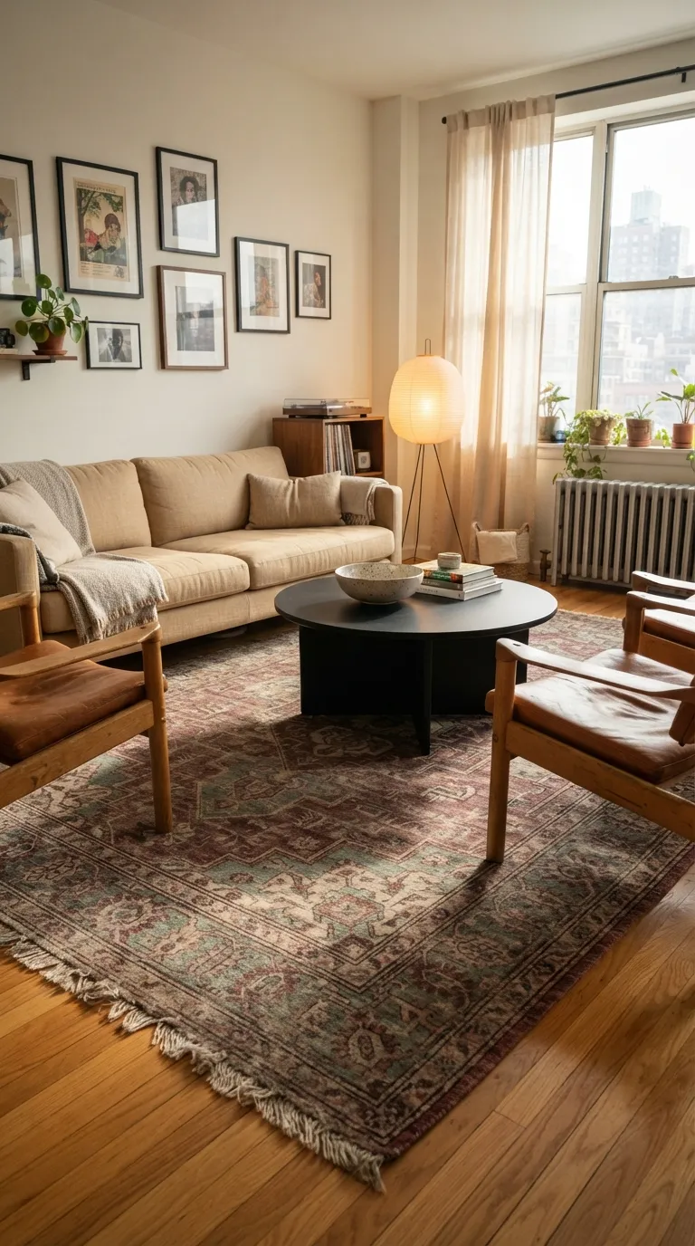 Vibey Apartment Living Room Use A Rug With Personality