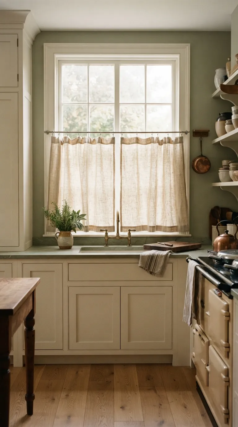 Village Kitchen Ideas Linen Café Curtains