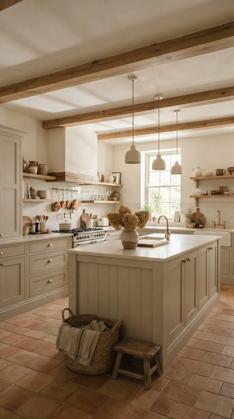 Village Kitchen Ideas Natural Wood Ceiling Beams