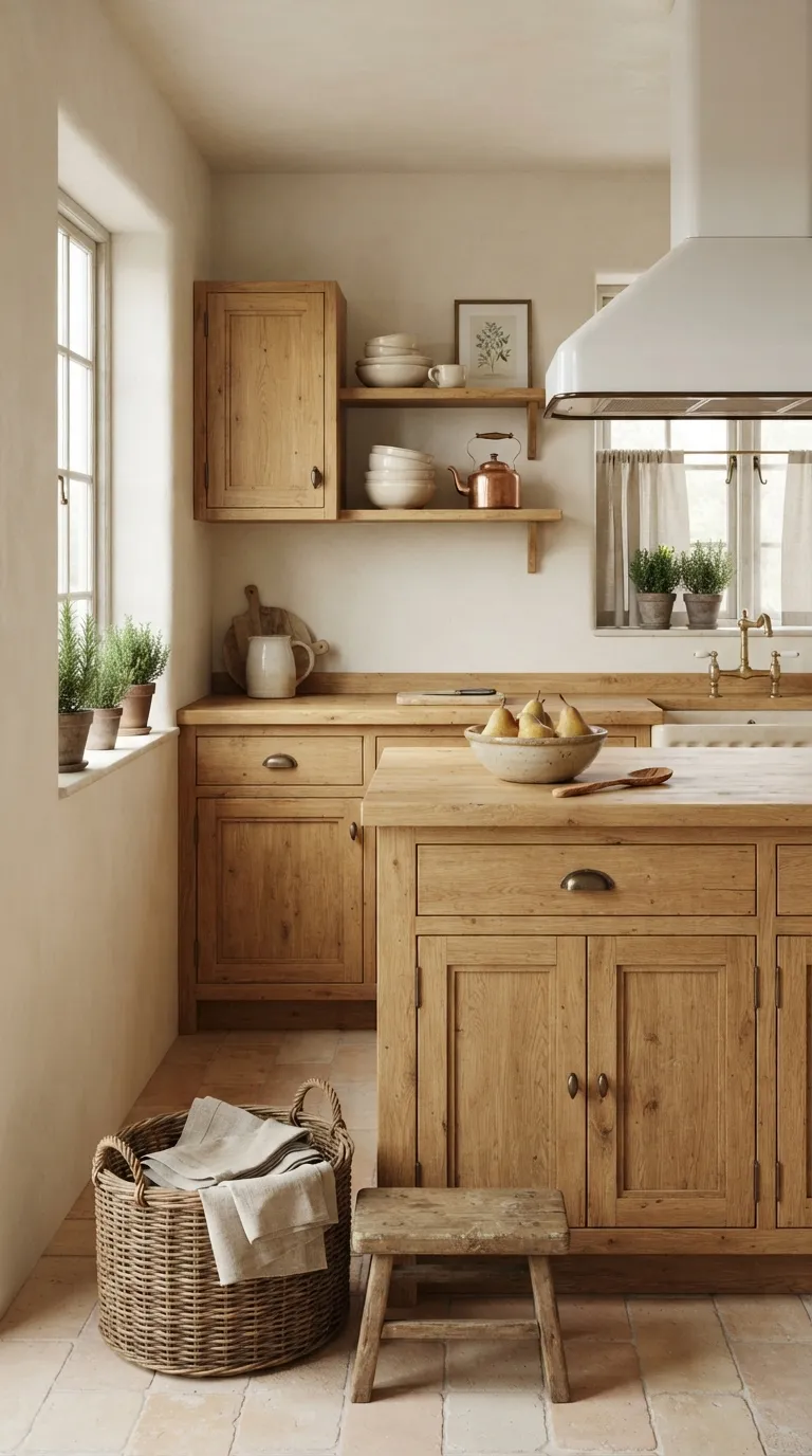 Village Kitchen Ideas Warm Oak Cabinets for a Village Feel