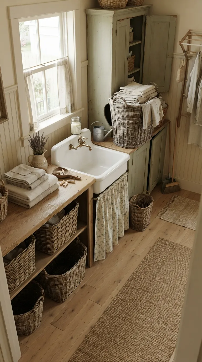 vintage cottagecore home decor Bring in Woven Baskets