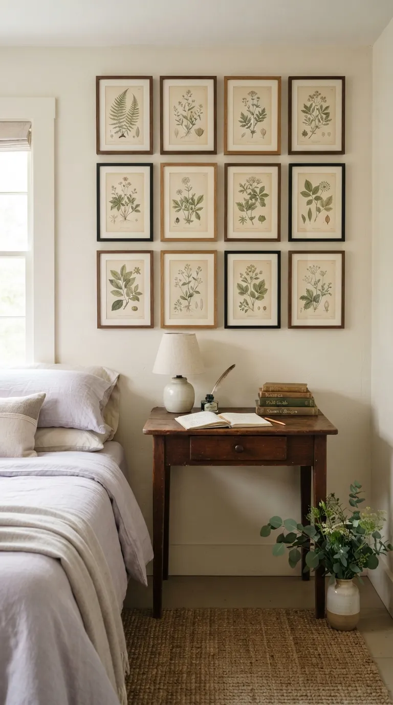 vintage cottagecore home decor Frame Botanical Artwork