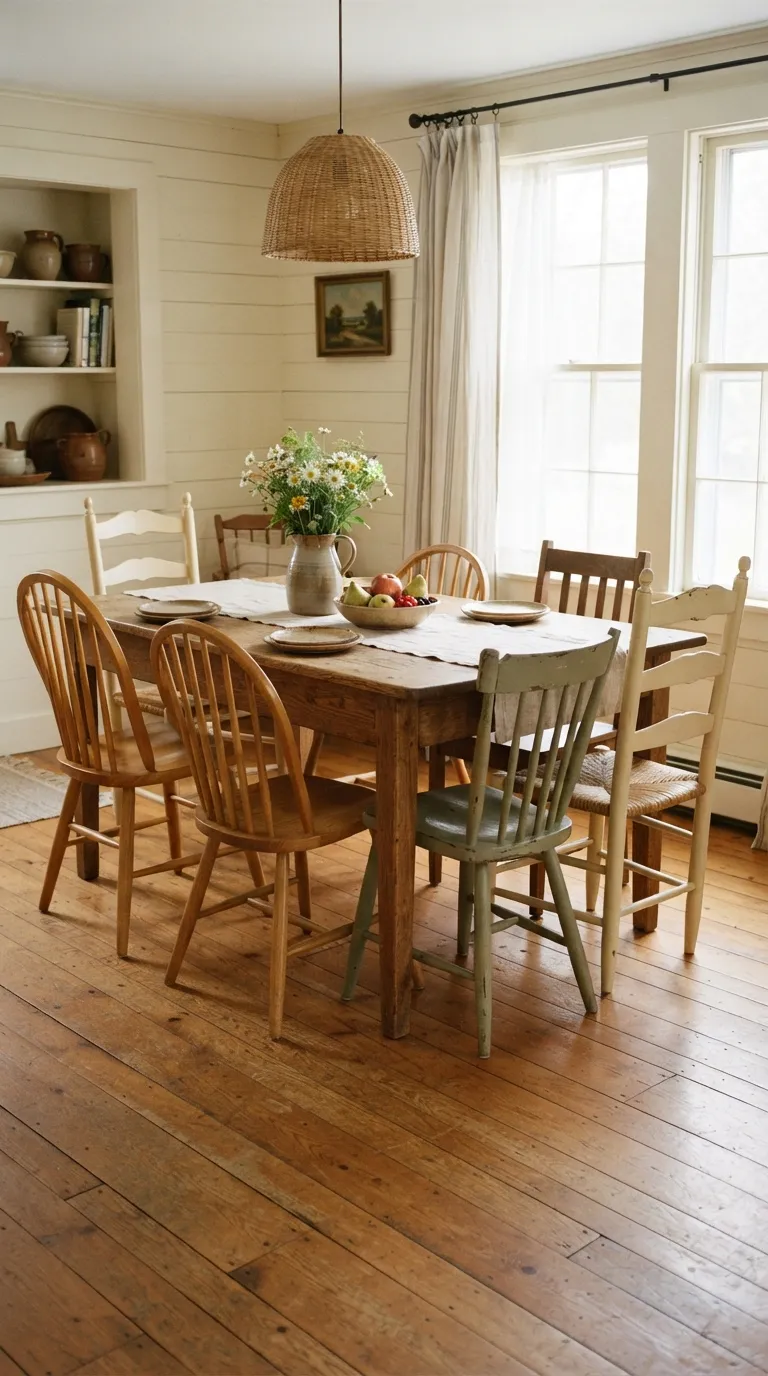 vintage cottagecore home decor Mix Mismatched Dining Chairs