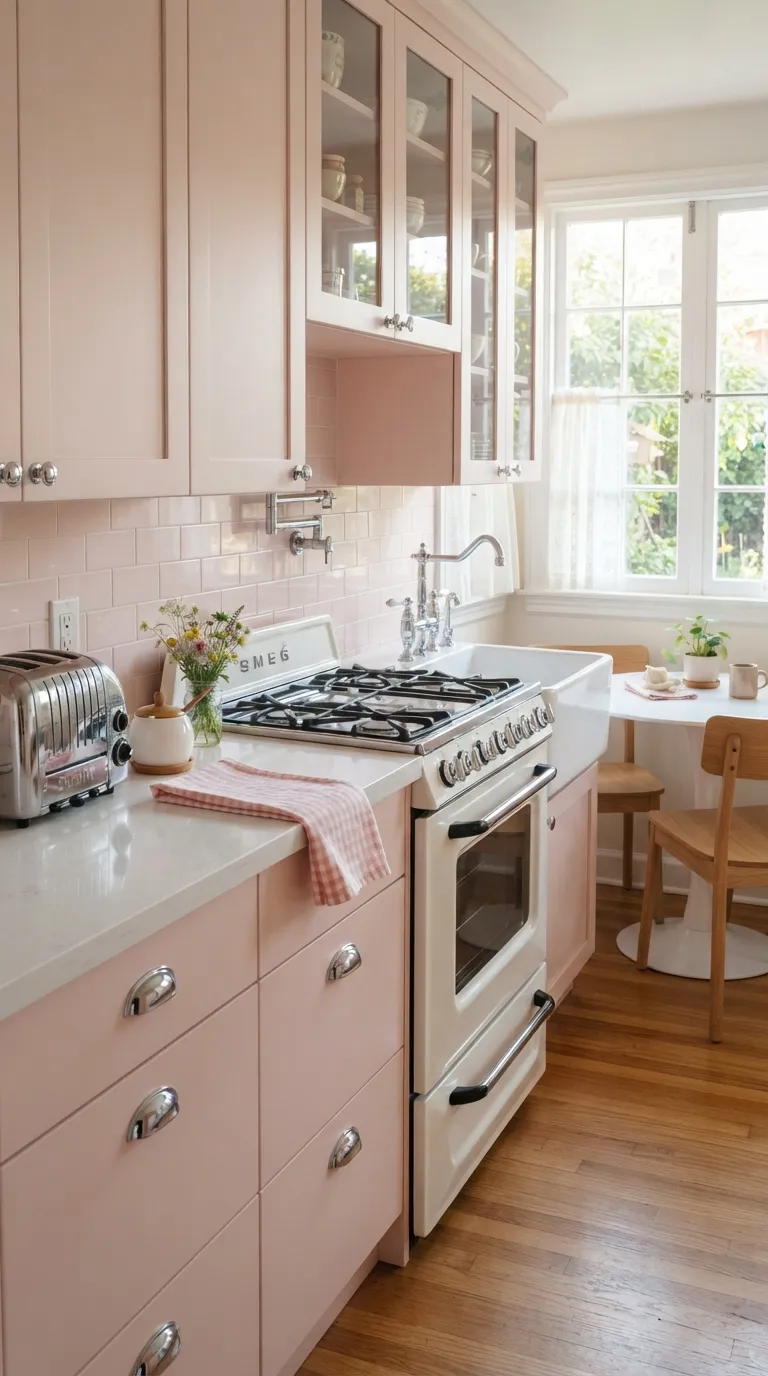 Vintage Pink Kitchen Chrome and Pink Pairing