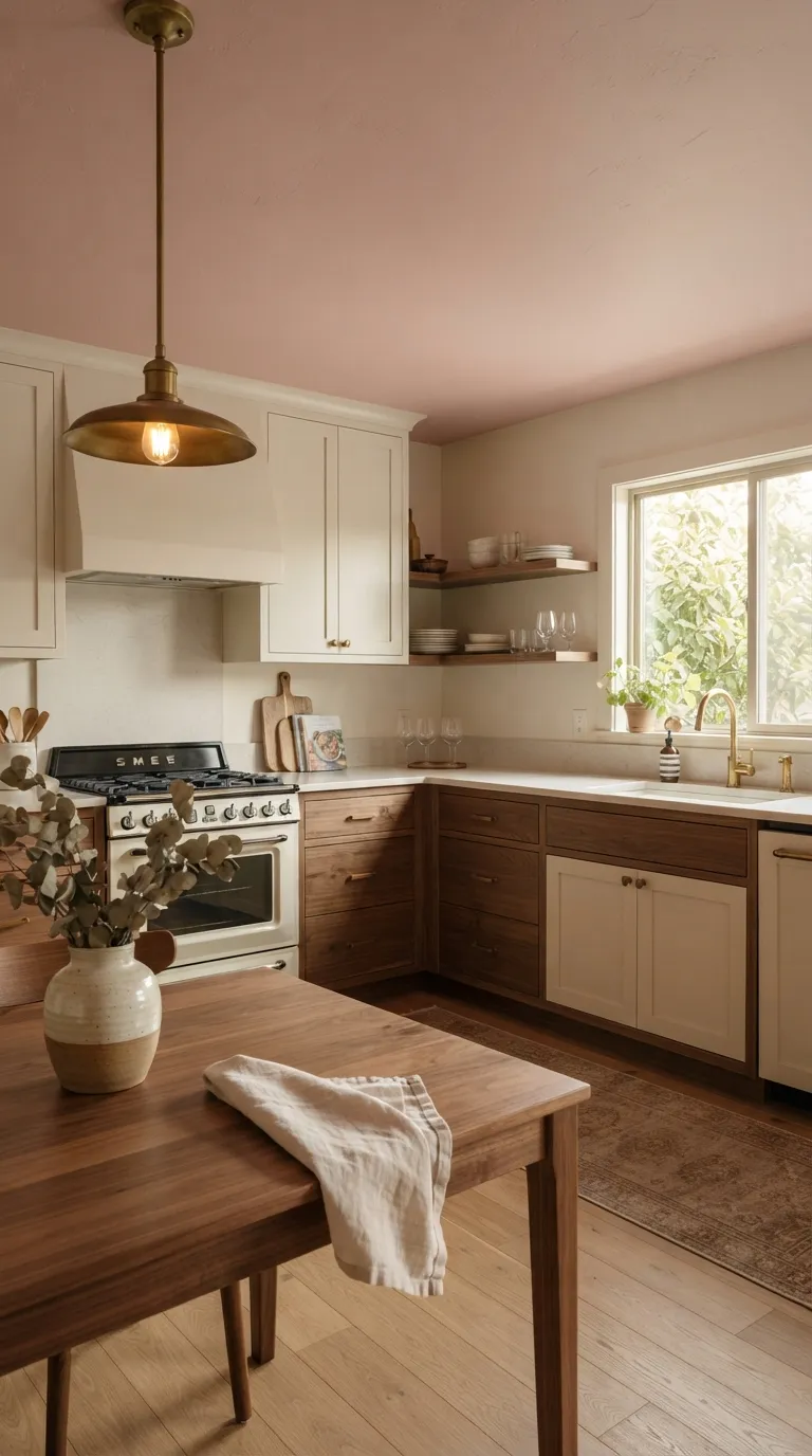 Vintage Pink Kitchen Pink Ceiling Accent