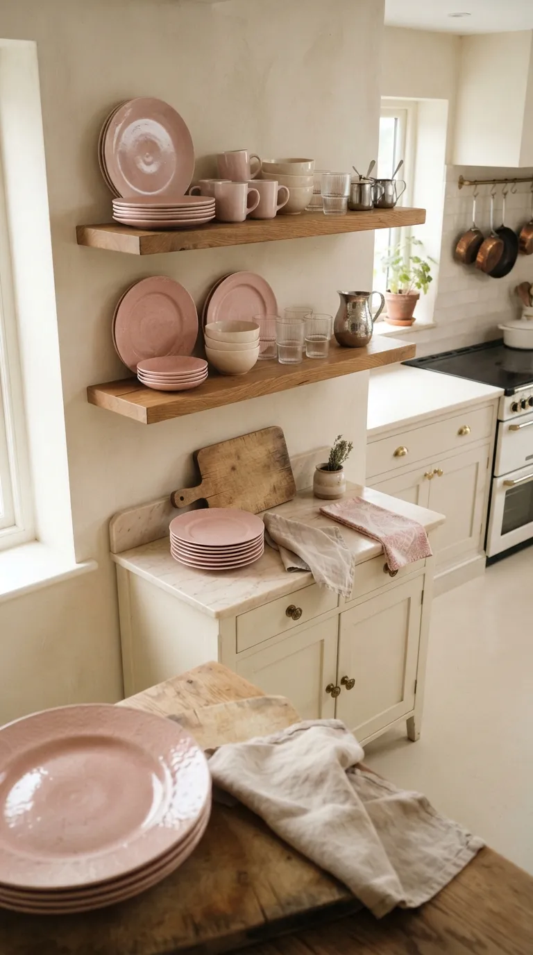 Vintage Pink Kitchen Pink Vintage Dishware Display