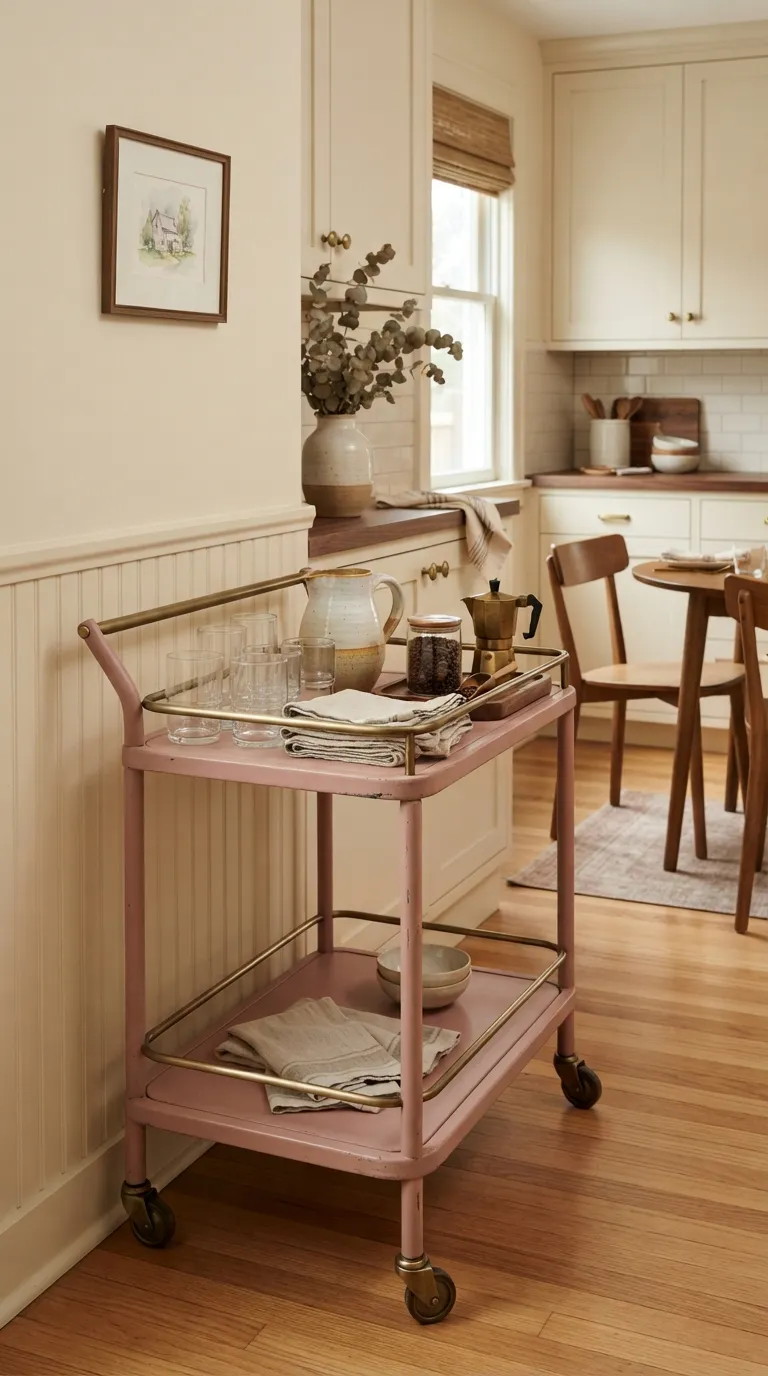 Vintage Pink Kitchen Retro Pink Bar Cart