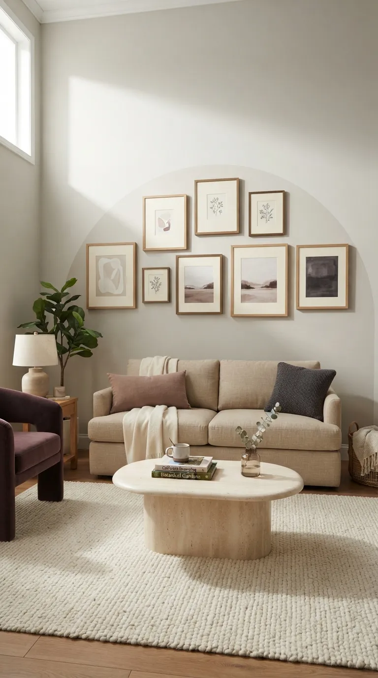 wall art living room Curved Gallery Layout