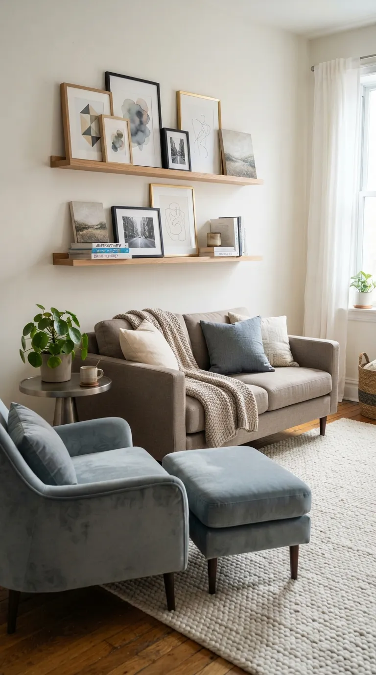 wall art living room Layered Picture Ledges