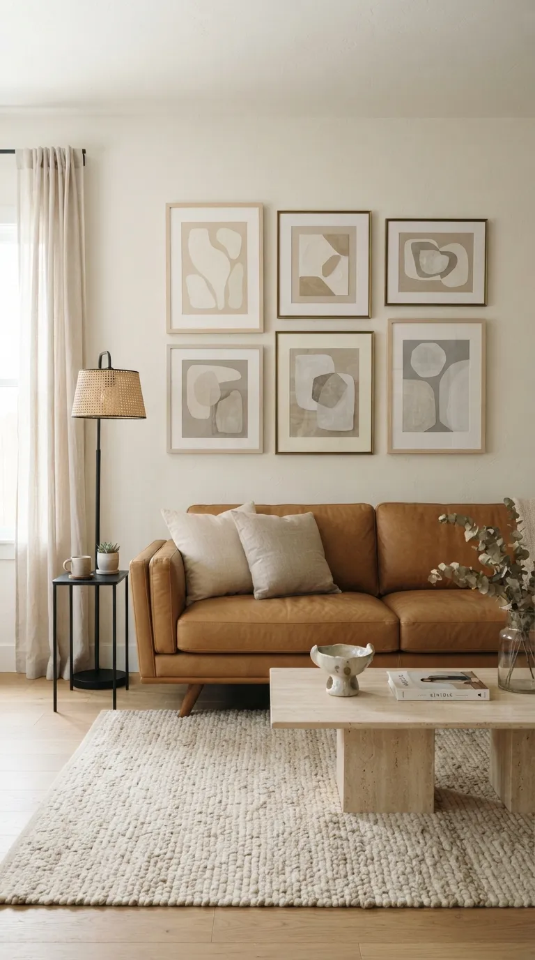 wall art living room Tonal Gallery Wall