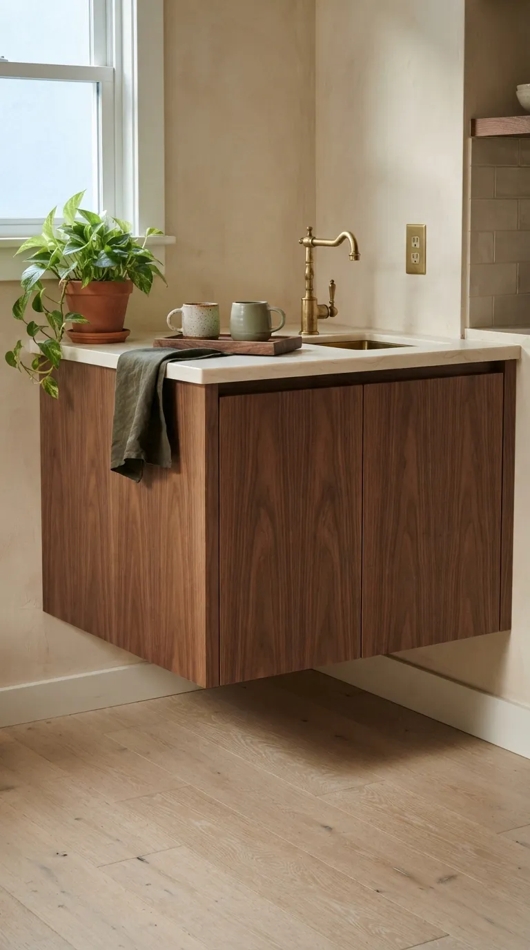 Warm Wood Kitchen Ideas Floating Wood Vanity Cabinet