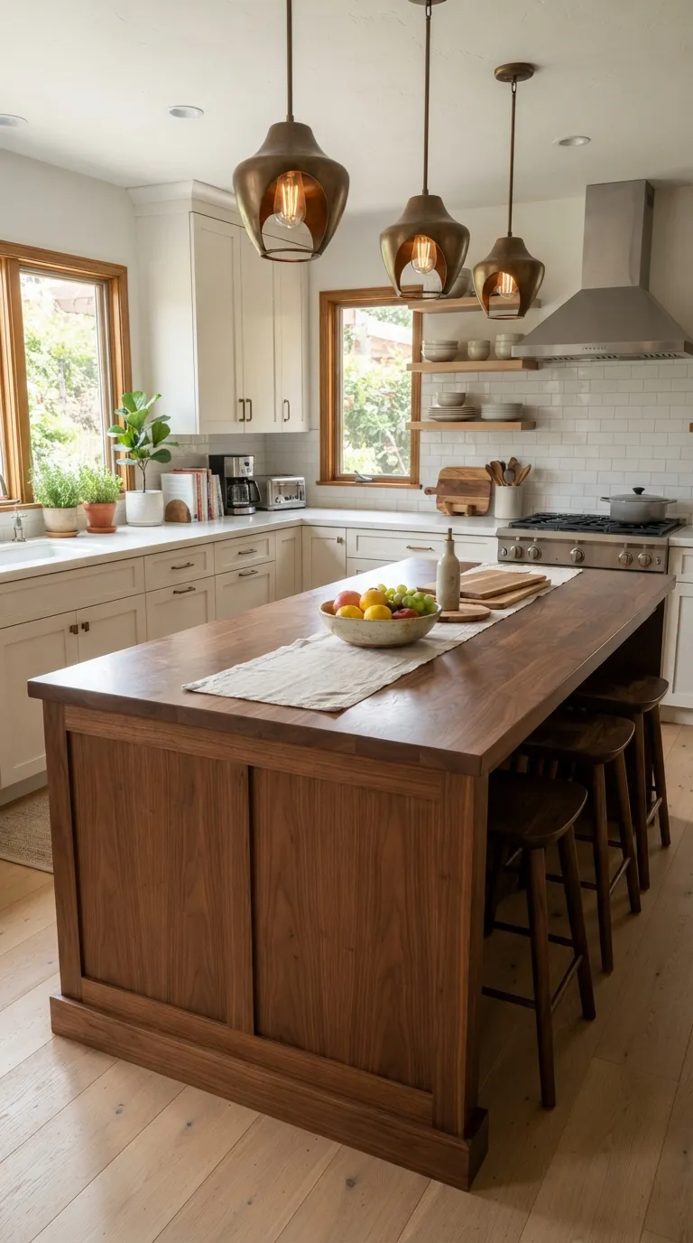 Warm Wood Kitchen Ideas Walnut Kitchen Island
