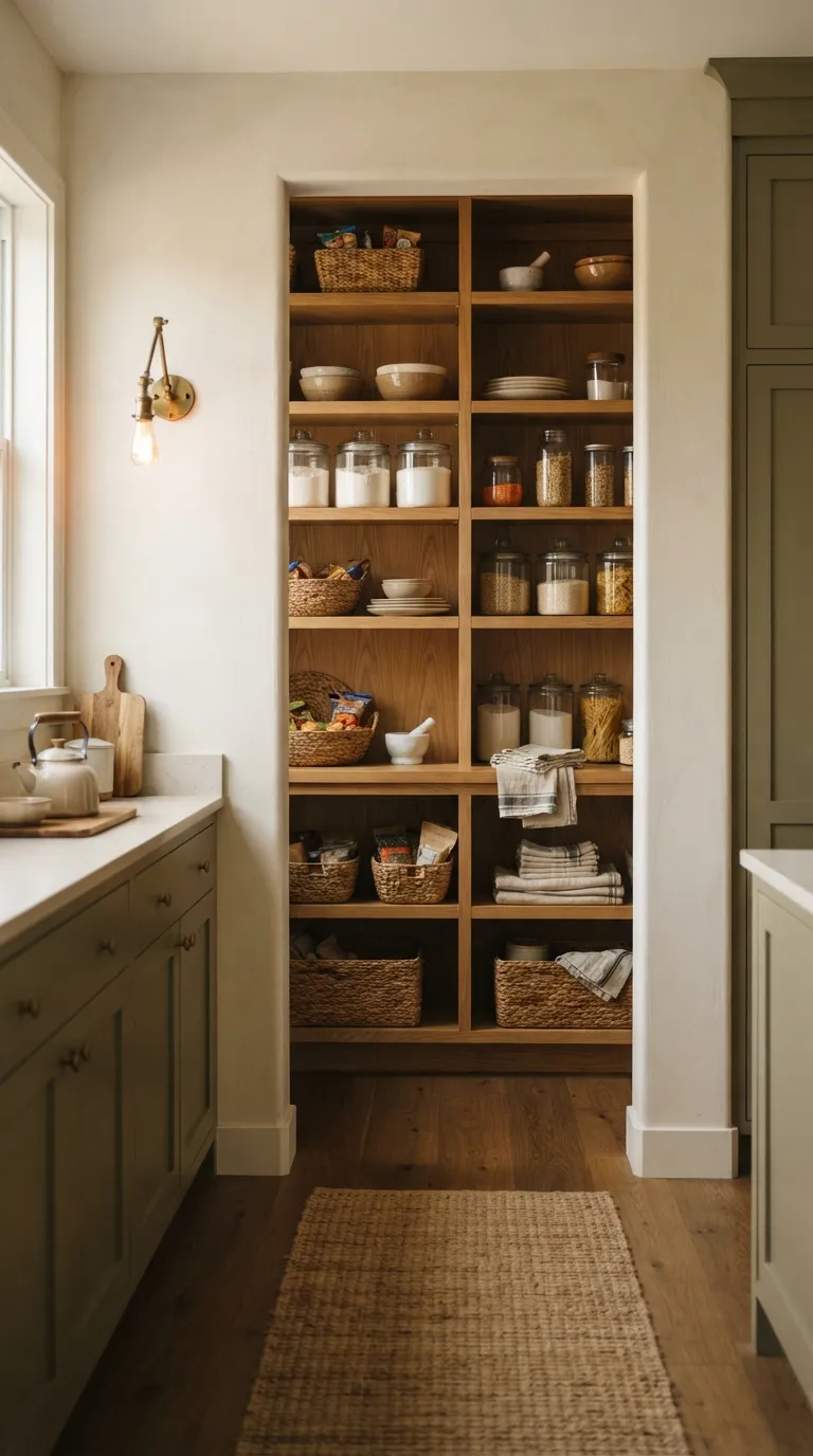 Warm Wood Kitchen Ideas Warm Wood Open Pantry