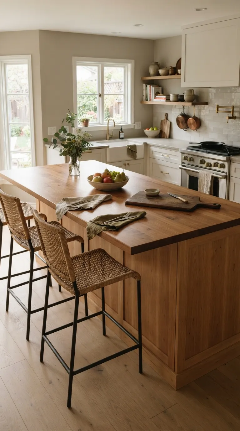 Warm Wood Kitchen Ideas Wood Island With Seating