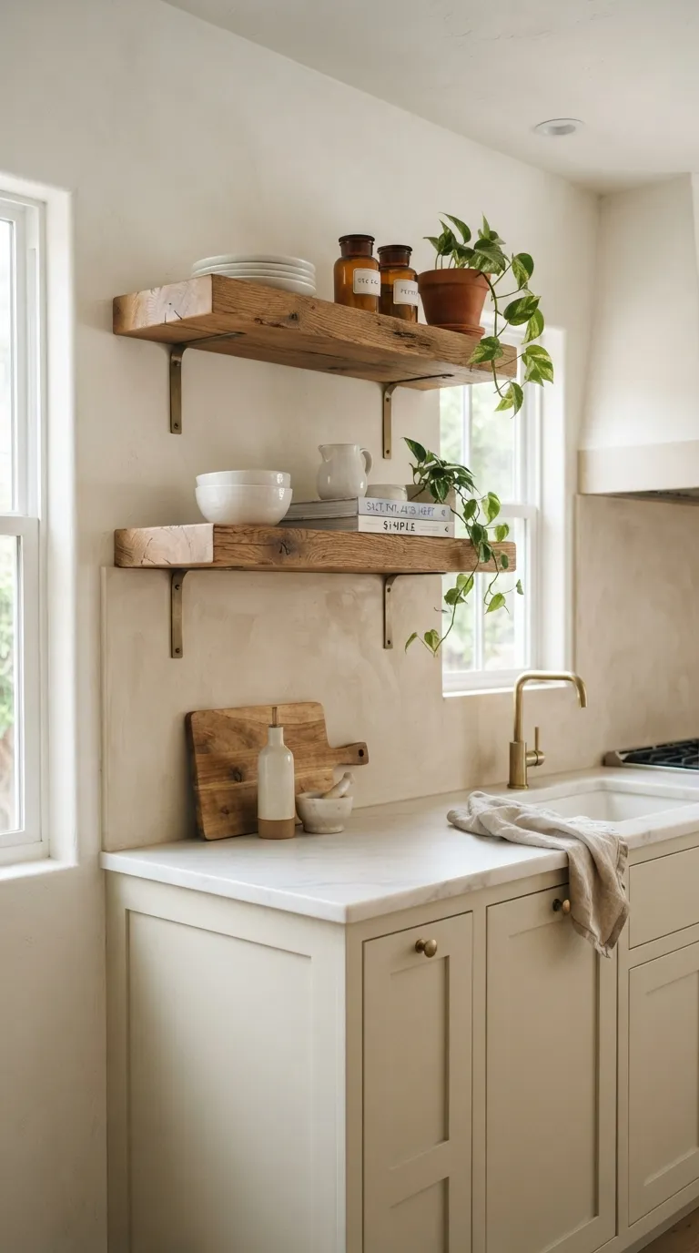 Warm Wood Kitchen Ideas Wood Shelving With Character