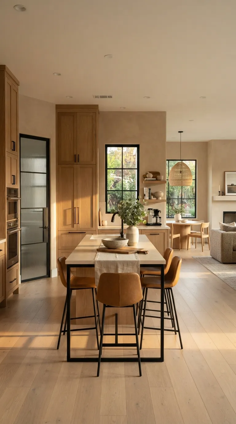White Oak and Black Kitchen Modern White Oak Kitchen With Black Details