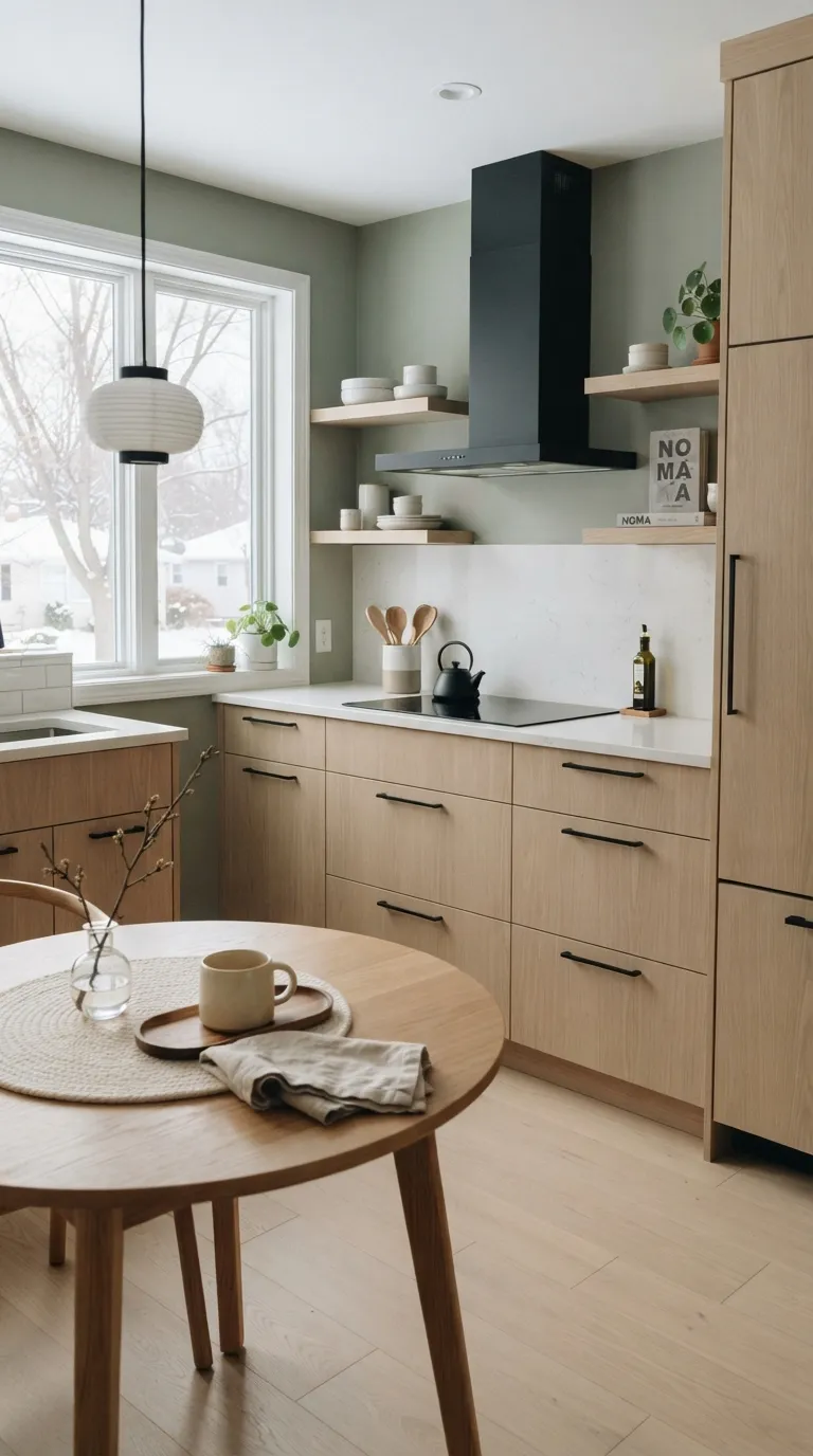 White Oak and Black Kitchen Scandinavian White Oak and Black Kitchen