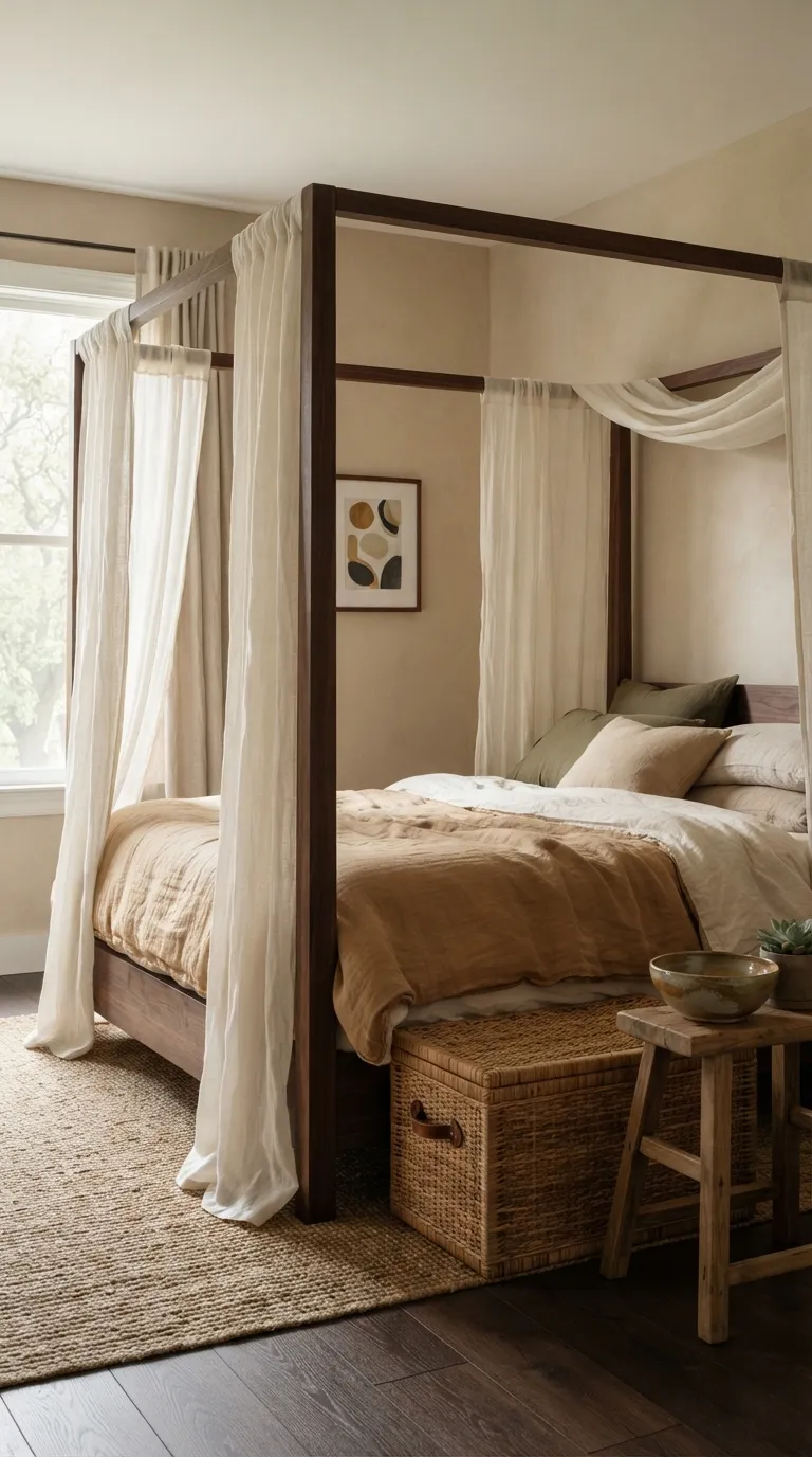 Afrohemian Bedroom Ideas Add a Canopy With Light Linen
