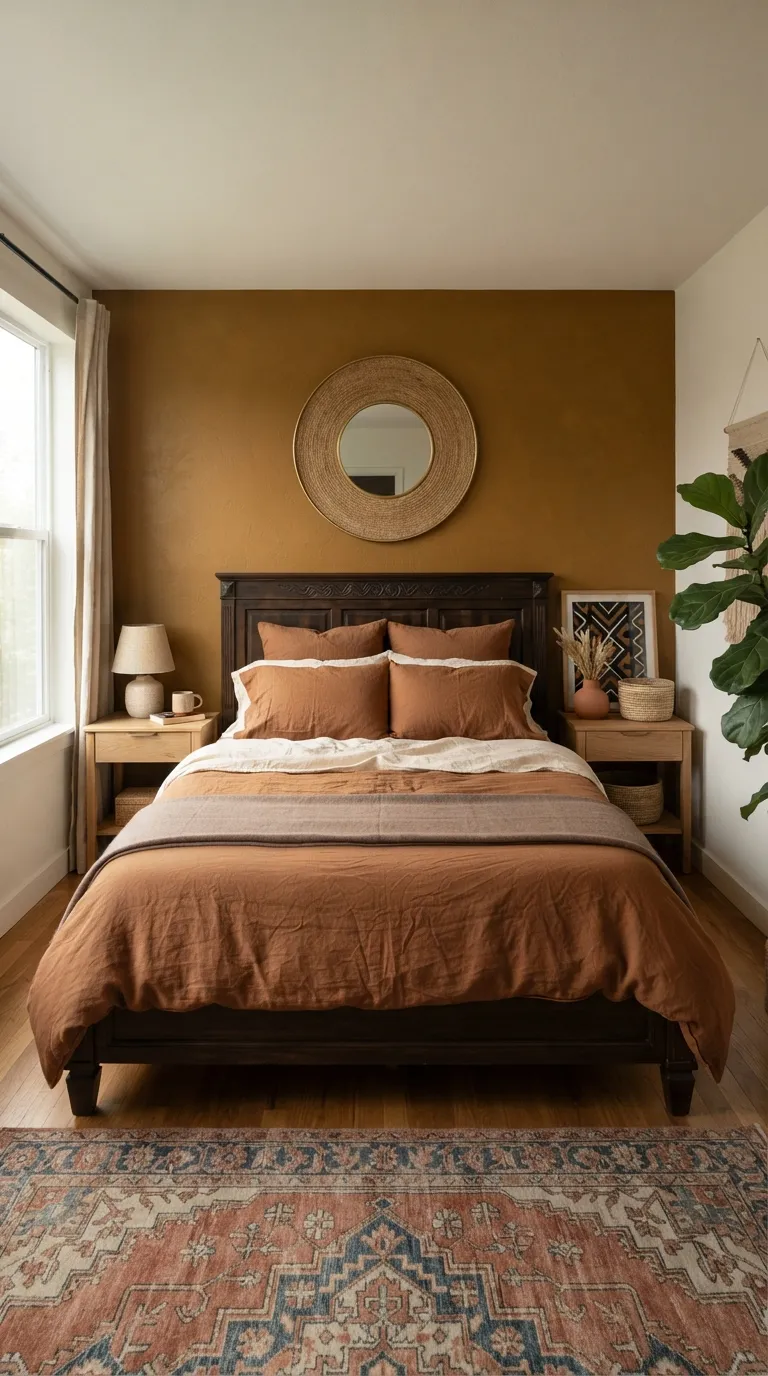 Afrohemian Bedroom Ideas Layer Earthy Colors for a Warm Bedroom