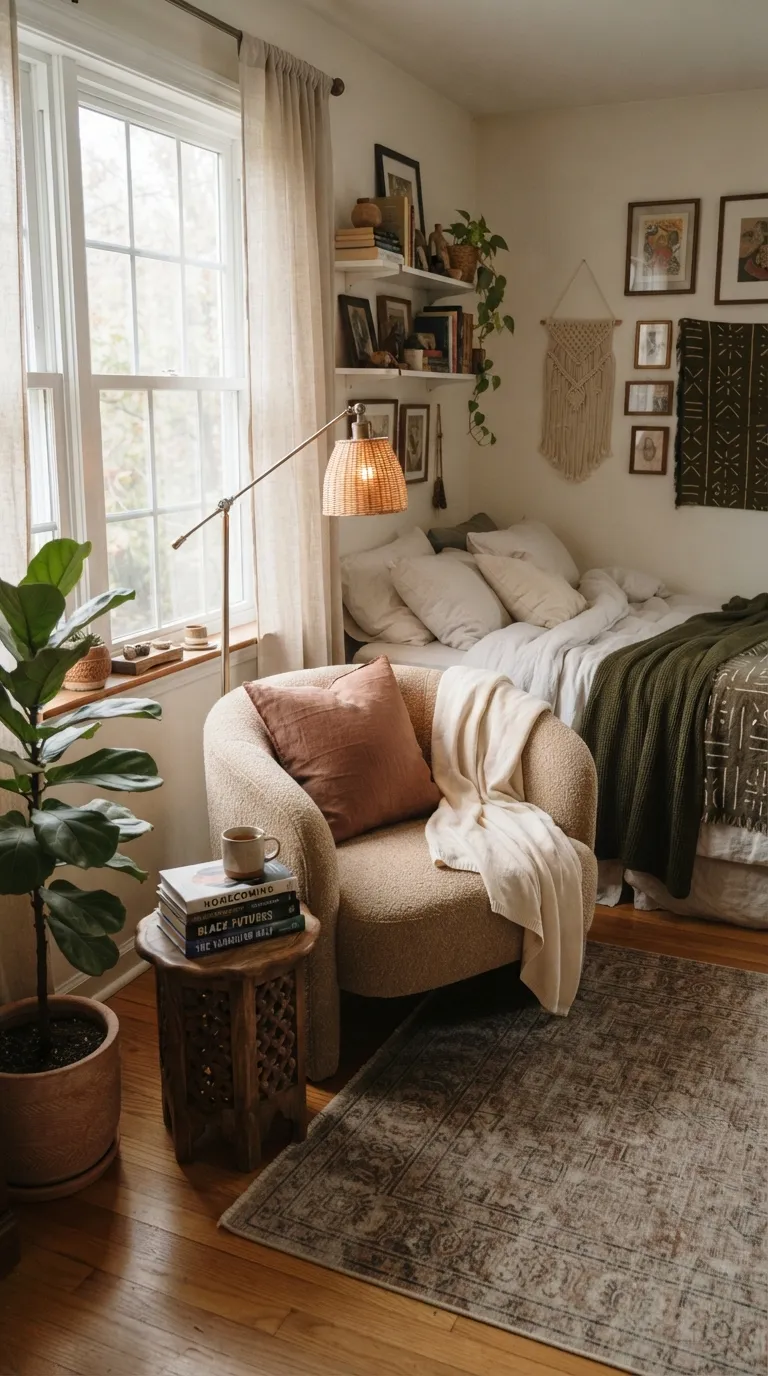 Afrohemian Bedroom Ideas Make Space for a Cozy Reading Corner