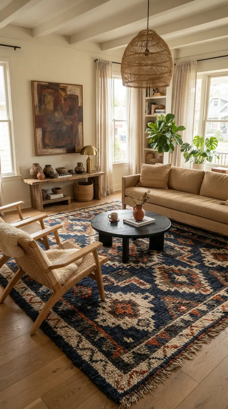 Afrohemian Living Room Add a Statement Indoor Plant