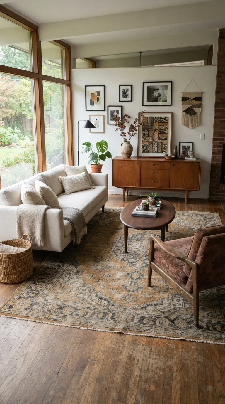 Afrohemian Living Room Add a Textured Accent Wall