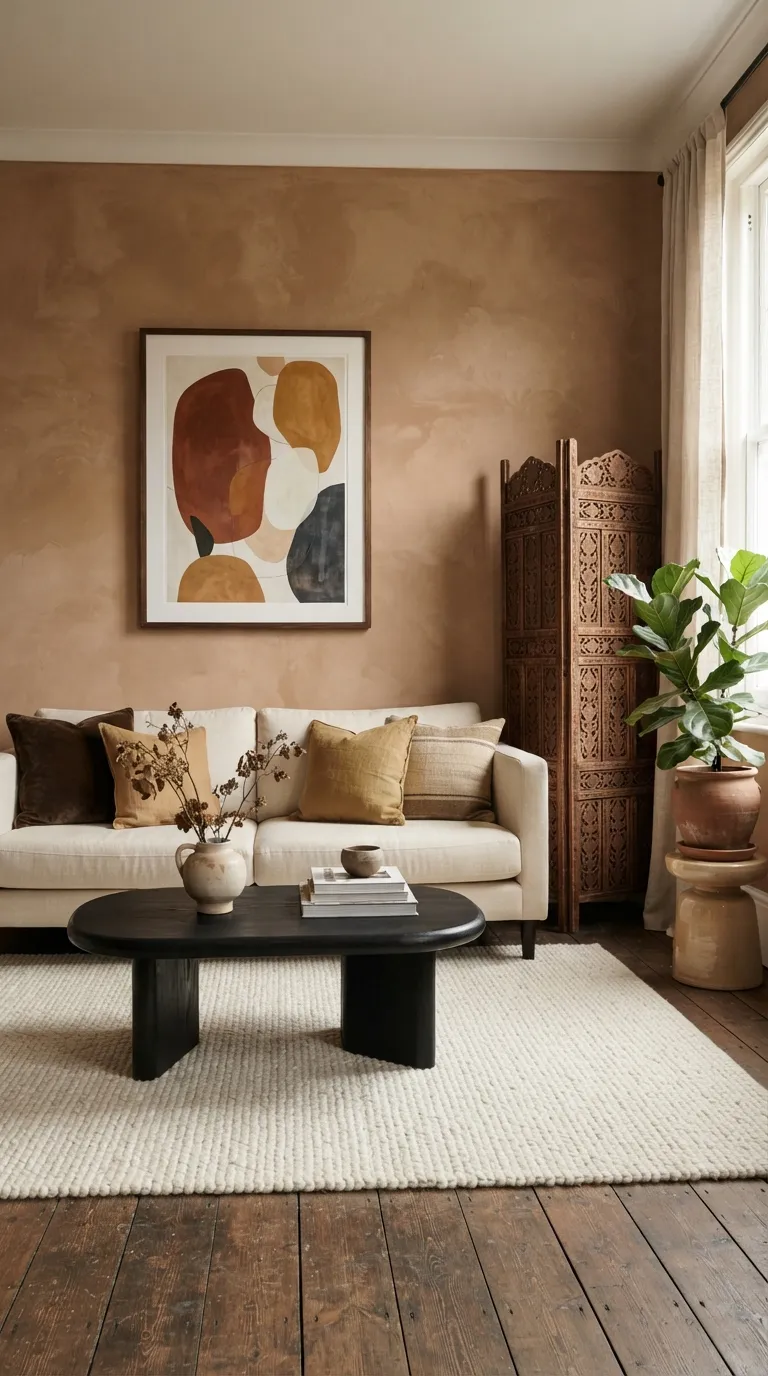 Afrohemian Living Room Bring in a Leather Accent Chair